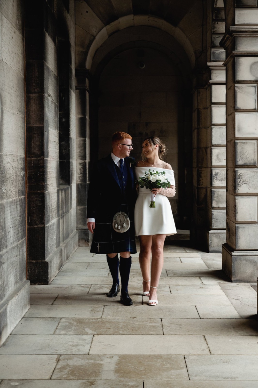 Kristina and Jordan on their wedding day in Edinburgh