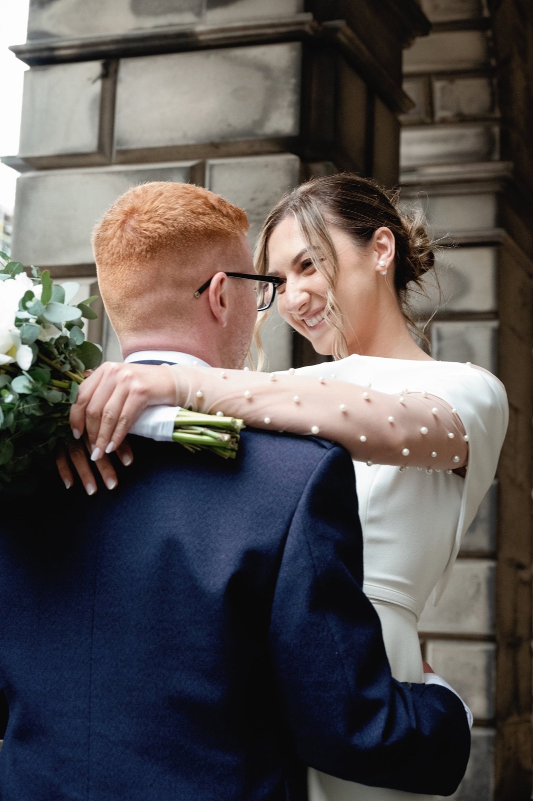 Kristina and Jordan on their wedding day in Edinburgh