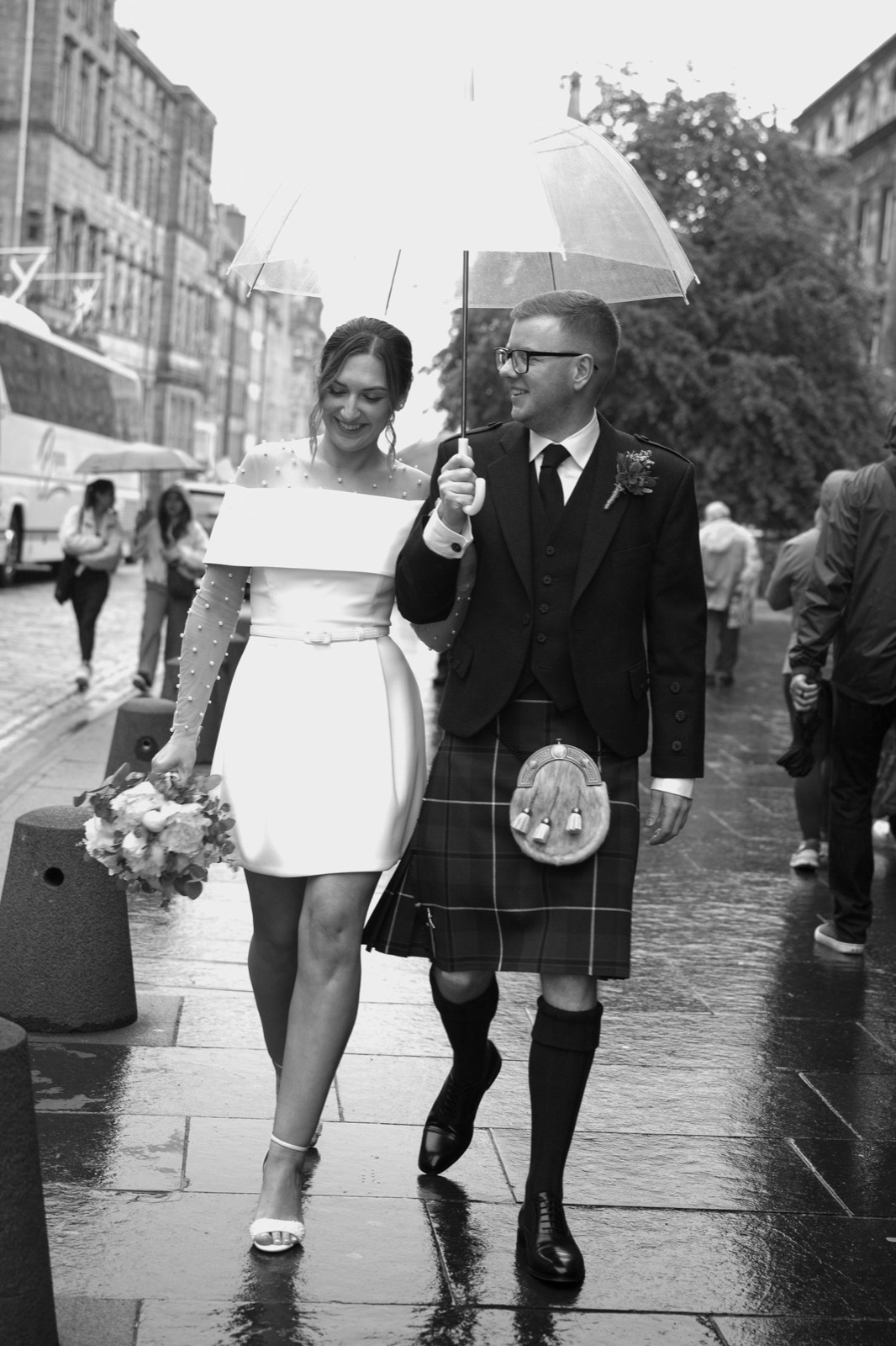 Kristina and Jordan on their wedding day in Edinburgh