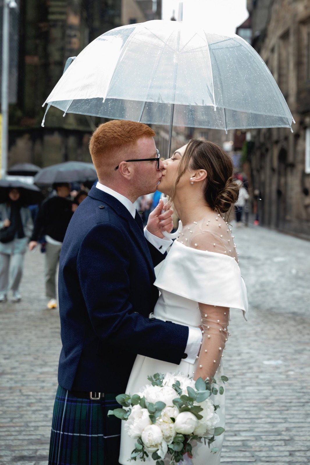 Kristina and Jordan on their wedding day in Edinburgh