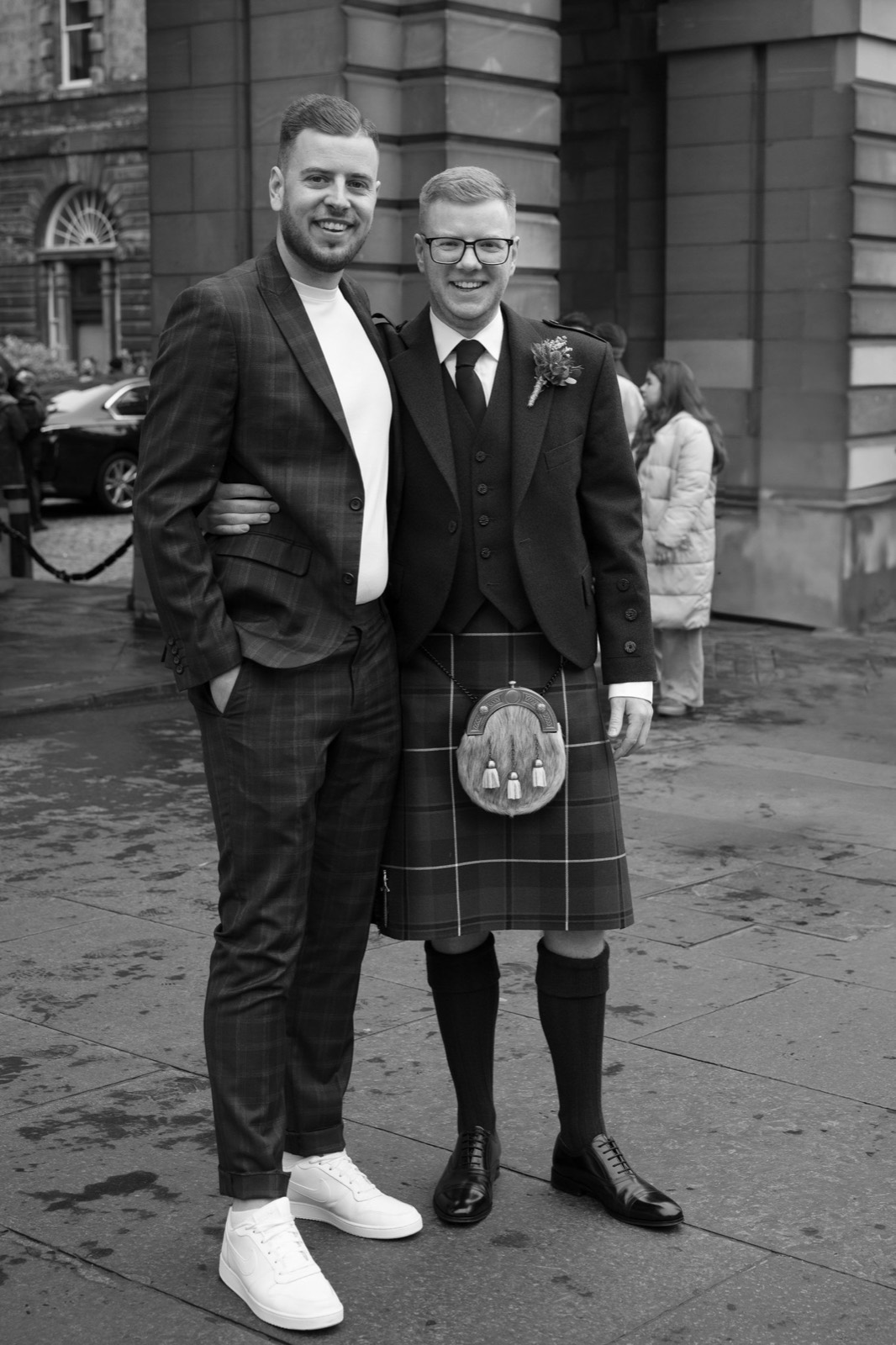 Kristina and Jordan on their wedding day in Edinburgh