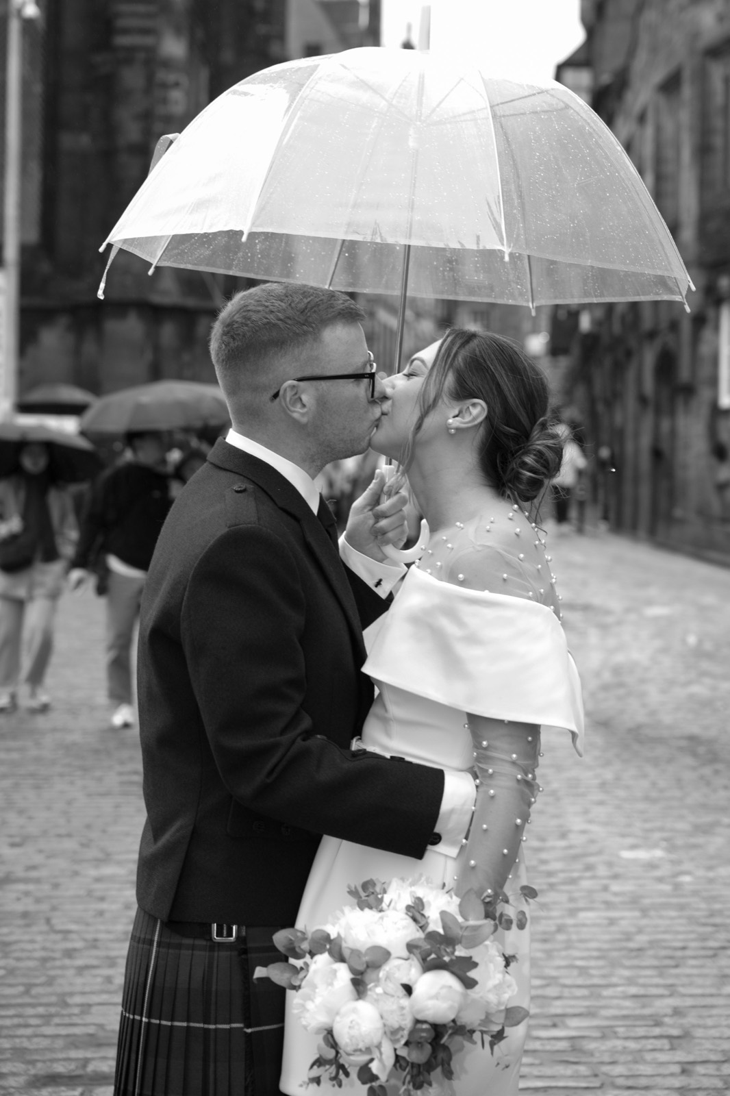Kristina and Jordan on their wedding day in Edinburgh