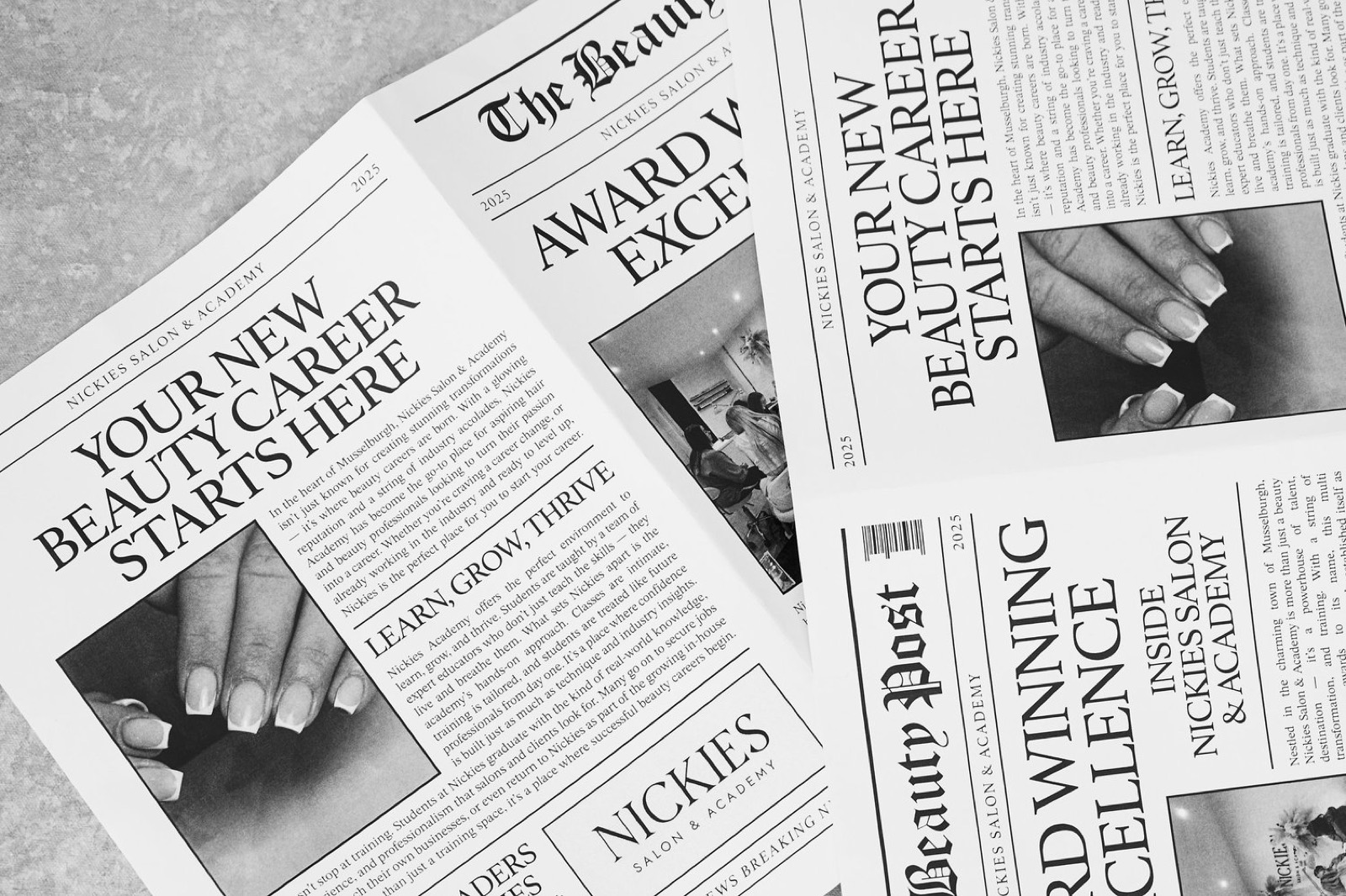 Nickie's salon newspaper laid out flat