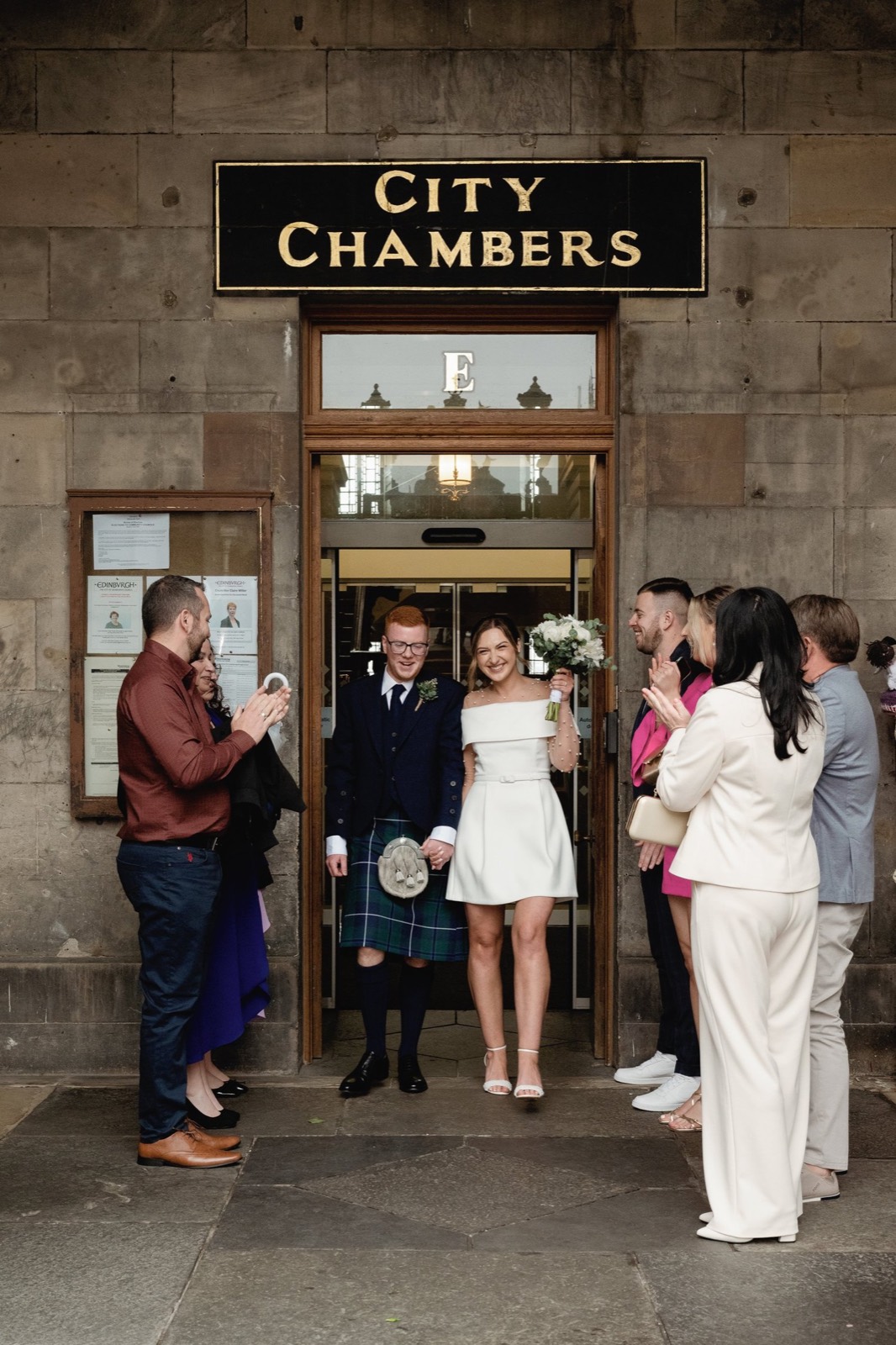 Kristina and Jordan at the doors of the Edinburgh City Chambers